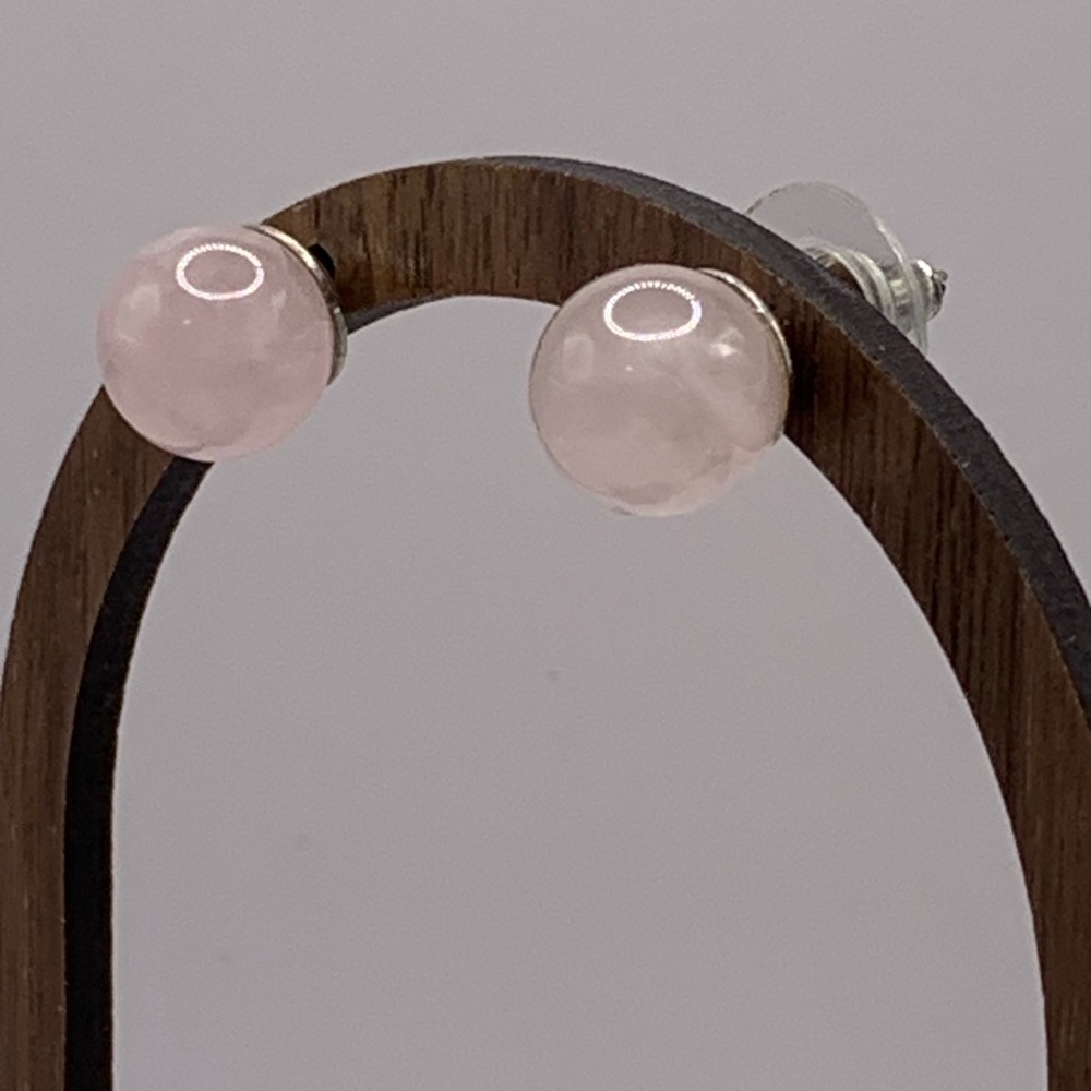 Genuine Rose Quartz Large Pink Stud Earrings